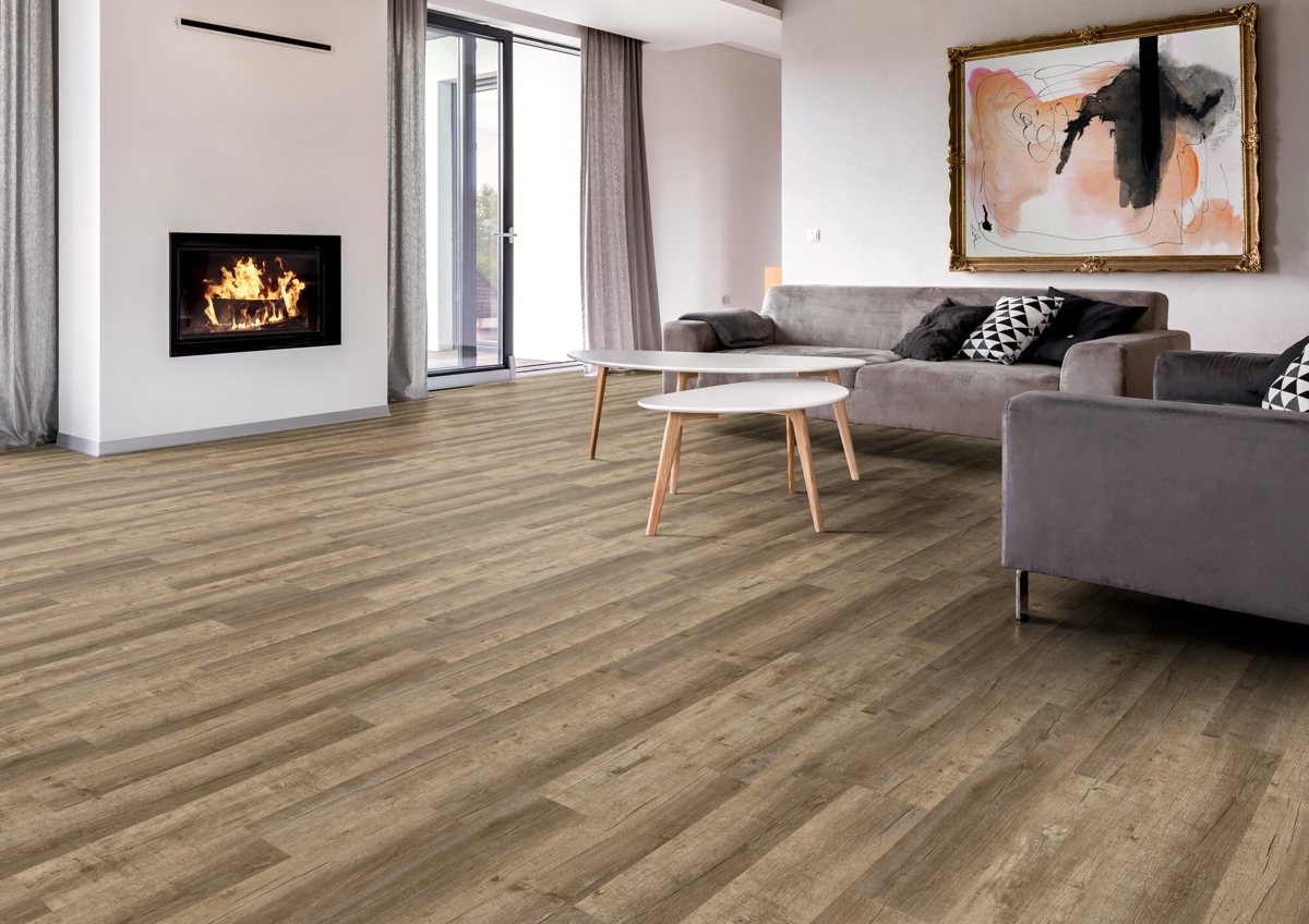 Vinyl-Designbelag in Holzoptik im Wohnzimmer